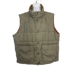 J Crew Womens Large Vest Puffer Quilted Herringbone‎ Corduroy Collar Gorpcore